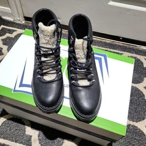 Black and Cream Lace-Up Boots